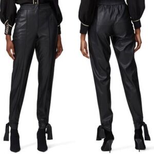 NWT! Rebecca Taylor Black Vegan Leather Cropped Pants With Ankle Ties Size 0